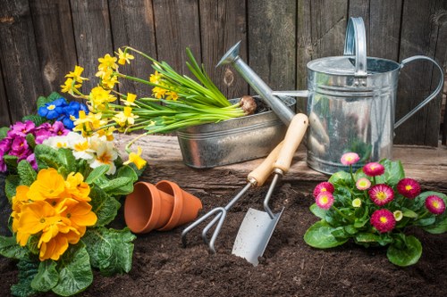 Gardener preparing tools on a docklands property